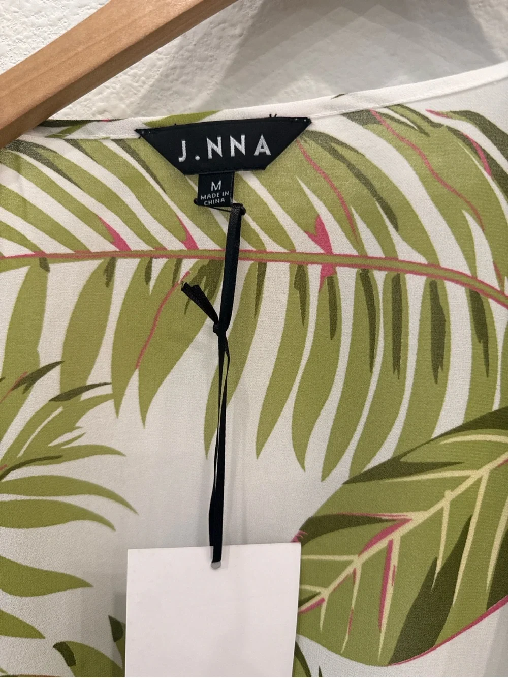 NWT JNNA Tropical Palm Leaf Sheer Kimono Cover Up Size M